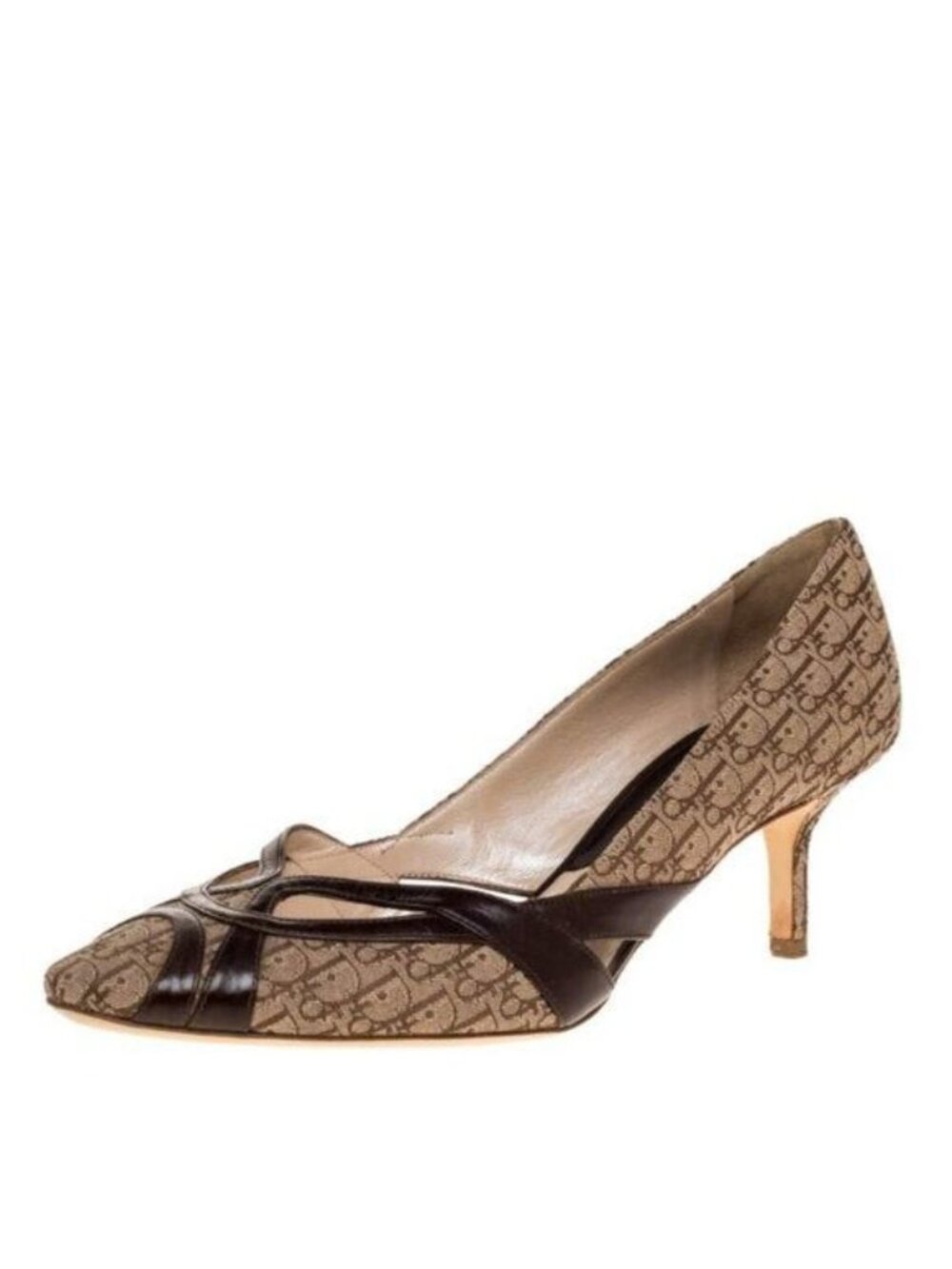 VTG Dior Logo Mania Signature Canvas Leather Point Toe 90s Heels Pumps Cut Out